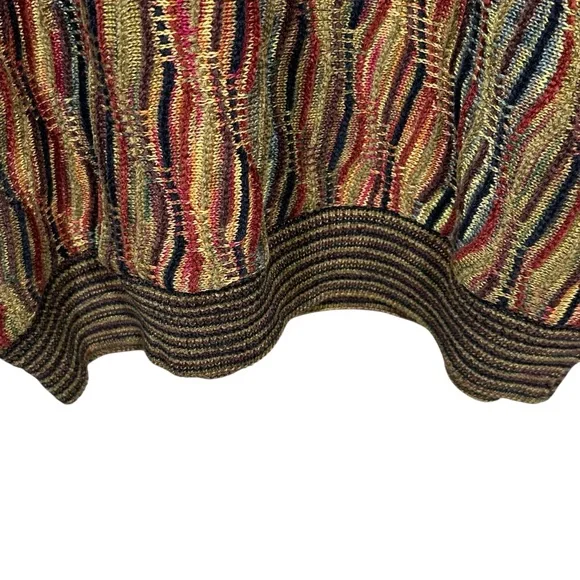 Vtg 90s Tundra Mens Multi Color 3D Knit Sweater Sz M Retro Grunge